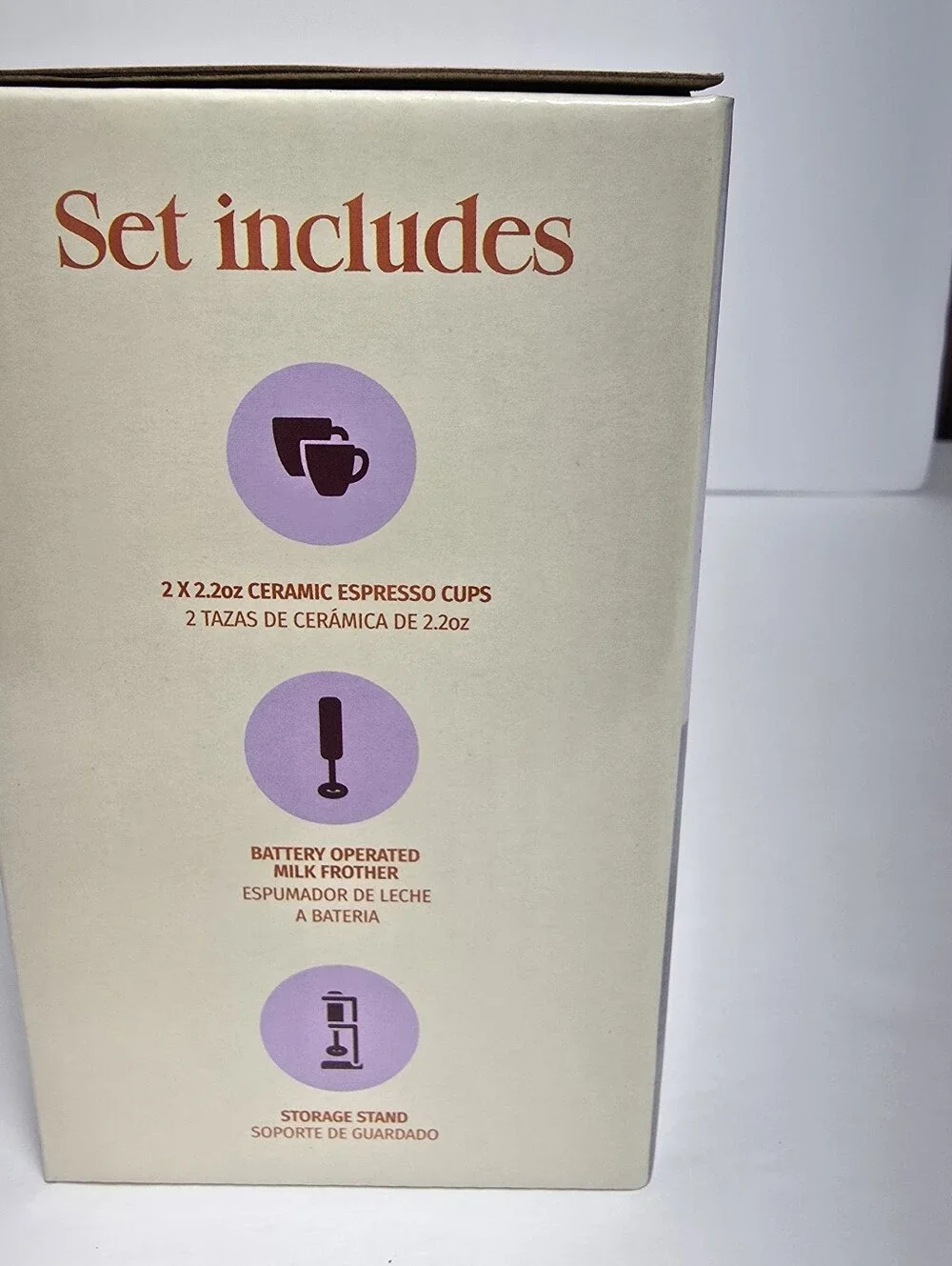 NIB Miami Style Kitchen 4-PC Espresso Set And Milk Frother With Storage Stand